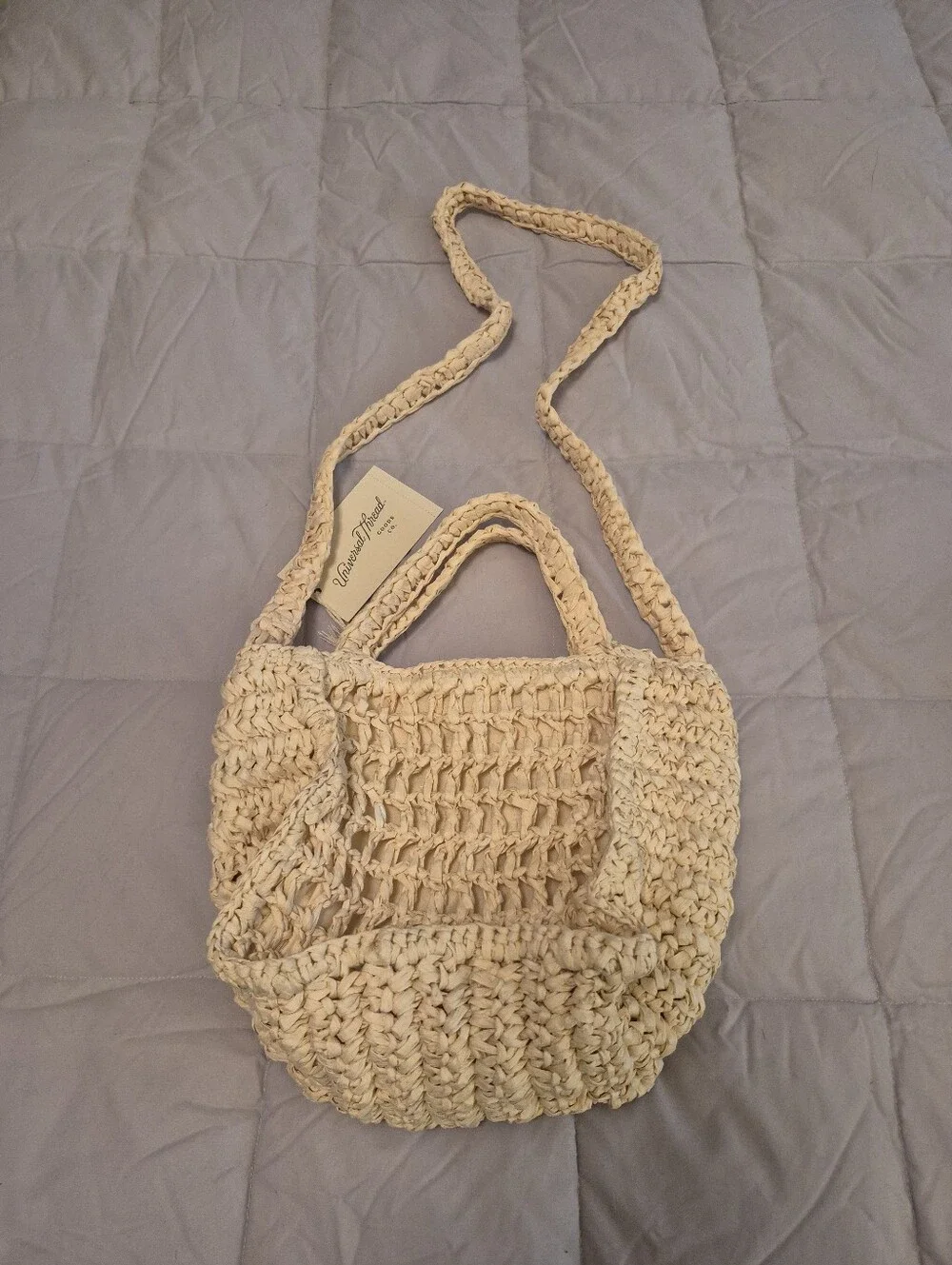NWT Universal Thread Cream Colored Raffia Crocheted Bag